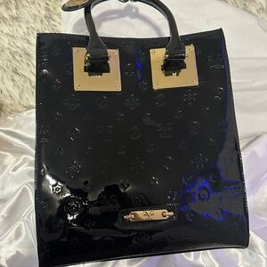 Elegant Black Patent Leather Tote Bag